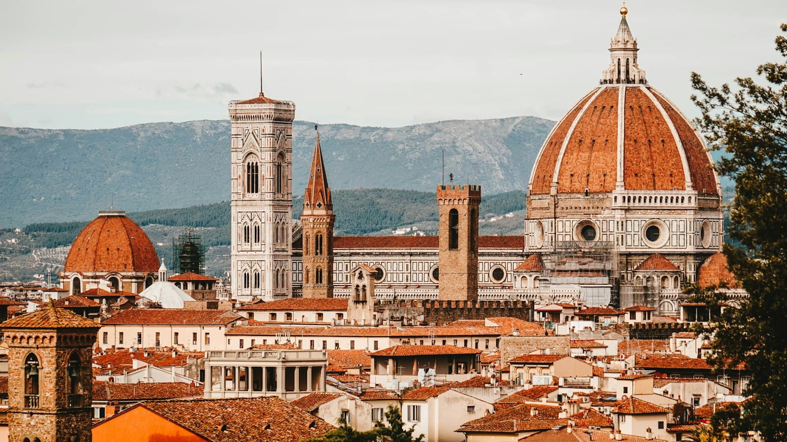 Florence rooftops with the cathedral dome and bell tower